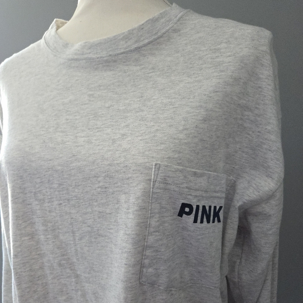 NWT PINK Victoria’s Secret Bling Cherry Long Sleeve Tee - Gray - Picture 2 of 7